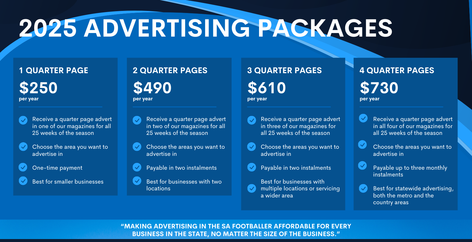 2025 Advertising Packages Quarters